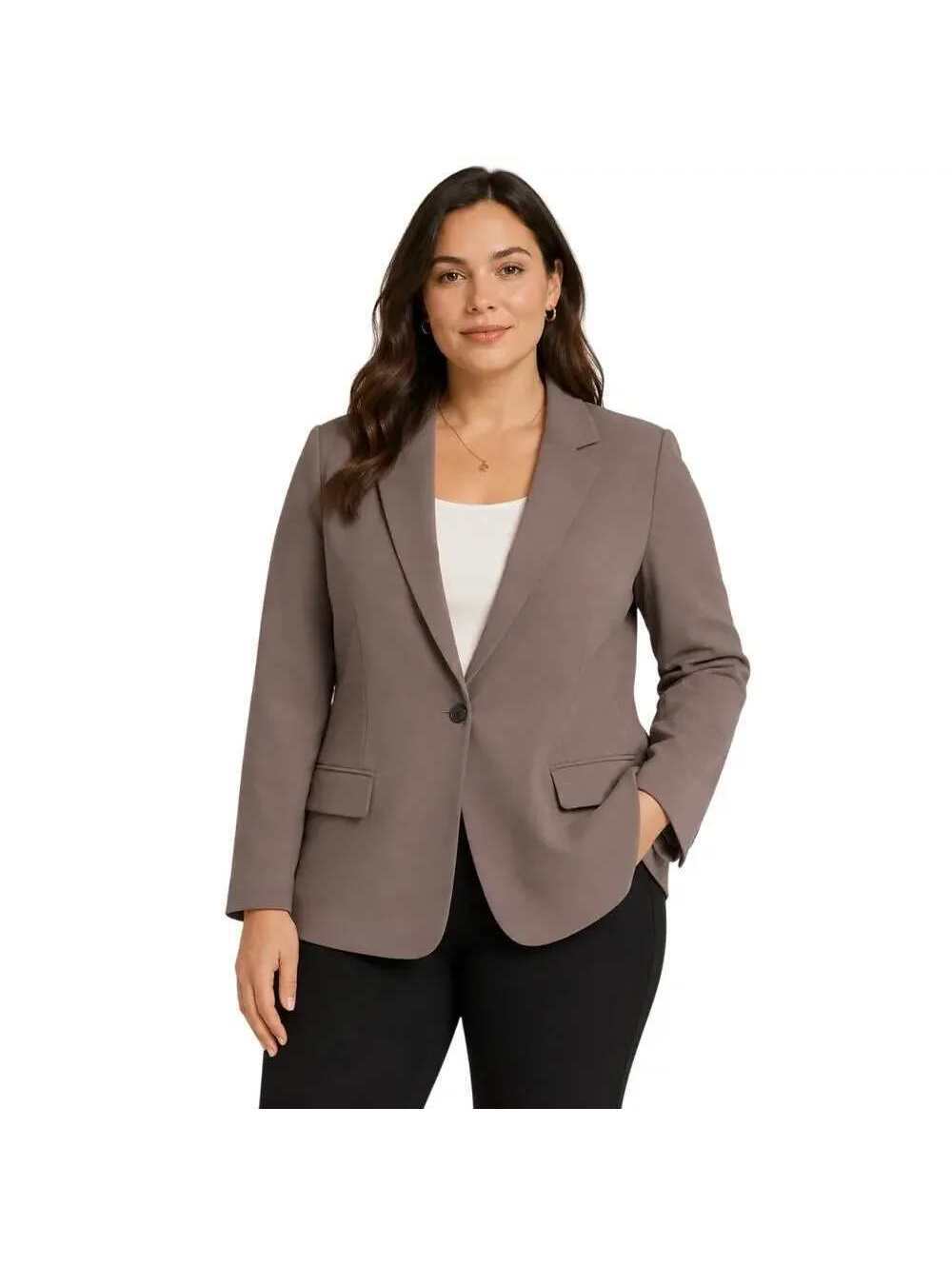 Spanx Carefree Crepe Blazer in Smoke Mushroom Taupe Plus Size 2X Fall Jacket